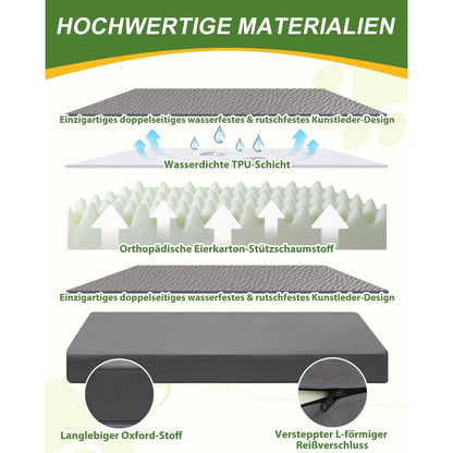 Orthopädisches Hundebett Groß, Wasserdicht Grau – Komfort & Halt