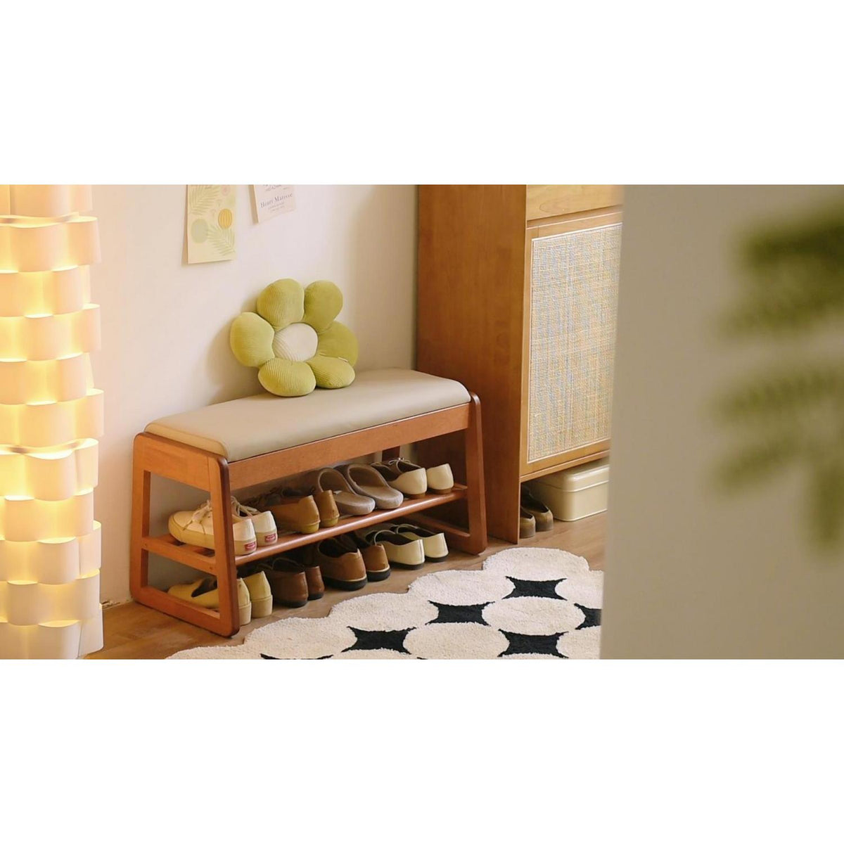 Schuhbank mit Klappdeckel & Stauraum – Holz, 60cm, Kirschholz