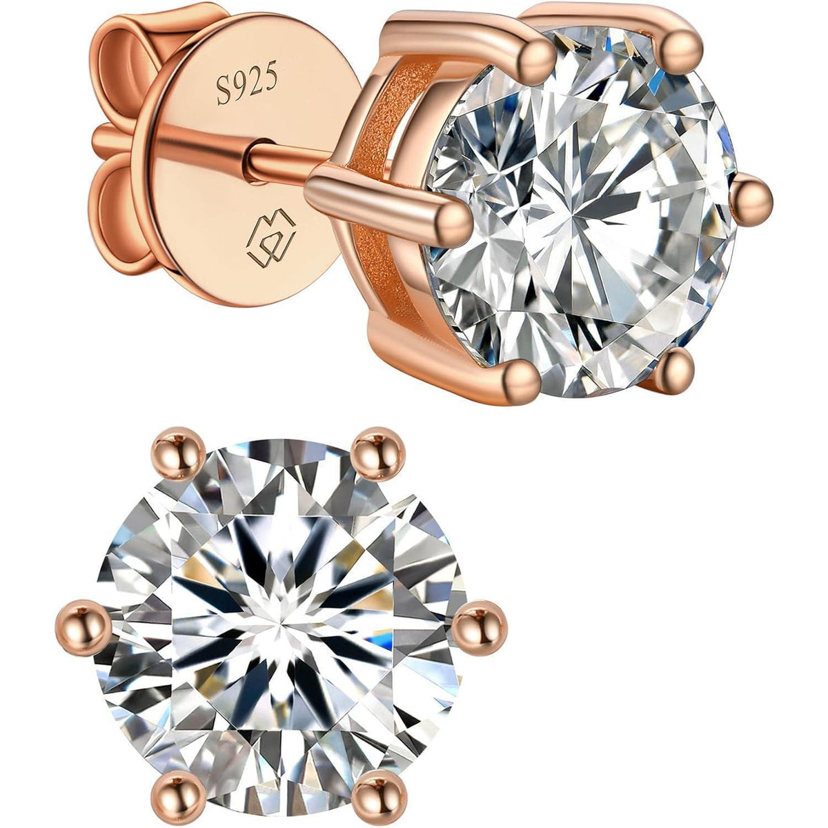 Moissanit Ohrstecker 585 Roségold 3 Karat hypoallergen Geschenk für Frauen