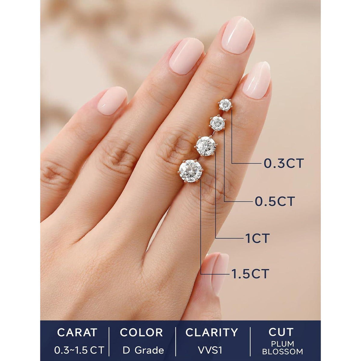 Moissanit Ohrstecker 585 Roségold 3 Karat hypoallergen Geschenk für Frauen