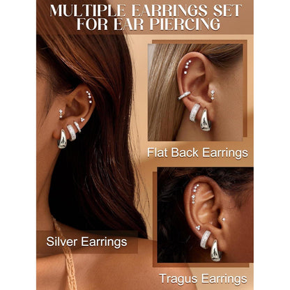 7 Paar Creolen Ohrringe Damen – Helix Piercing Set Gold Silber
