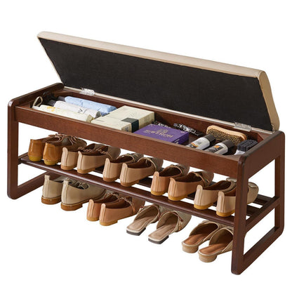 Holz Schuhbank mit Kissen & Klappdeckel – Sitzbank 100cm