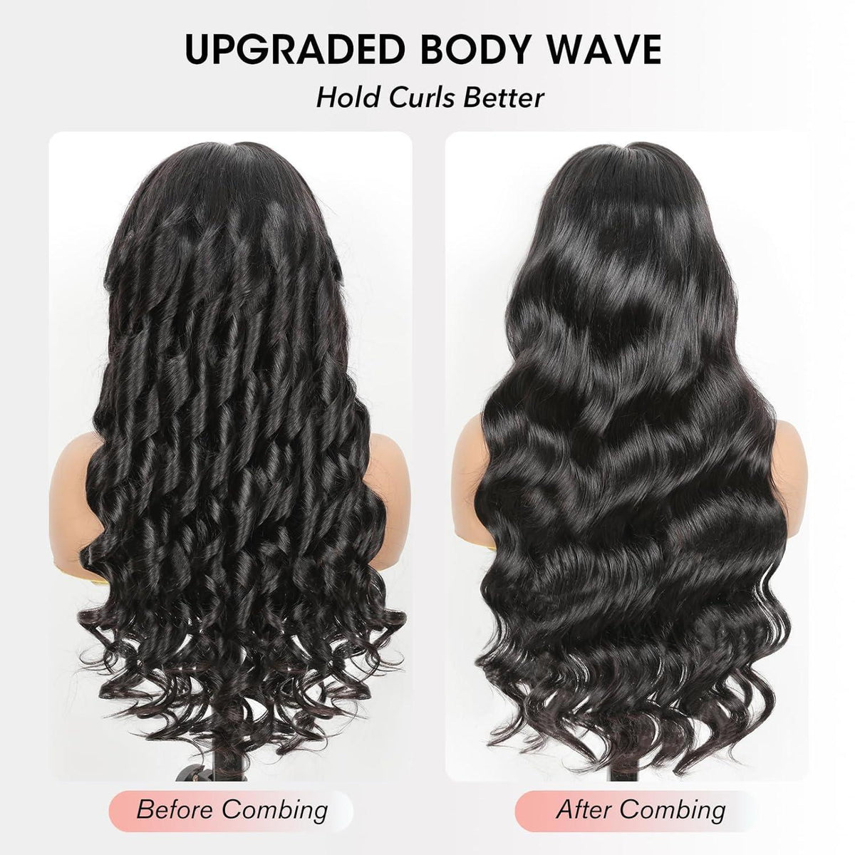 Echthaar Perücke mit Pony – Loose Body Wave, 22 Zoll