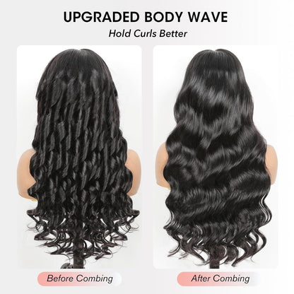 Echthaar Perücke mit Pony – Loose Body Wave, 40cm