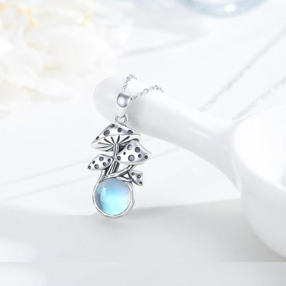 925 Sterling Silber Tier Halskette mit Mondstein Anhänger