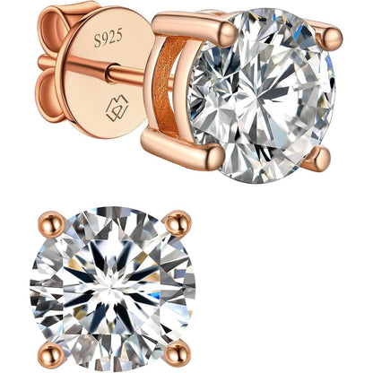 Moissanit Ohrstecker 585 Roségold 3 Karat 7,5mm 4-Krappenfassung