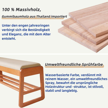 Holz Schuhbank mit Klappdeckel & Sitzbank – 80cm Kirschholz