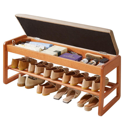 Schuhbank mit Kissen & Stauraum – 100cm Kirschholz