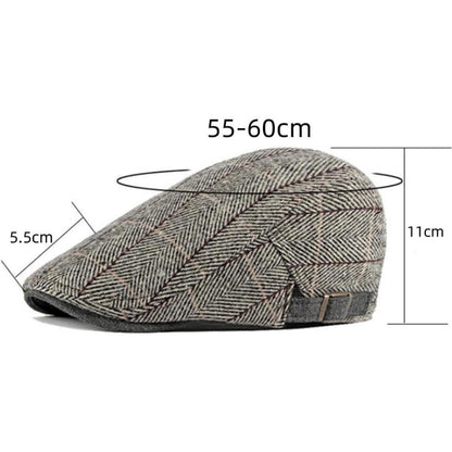 Tweed Schiebermütze Herren Vintage Flatcap Verstellbar