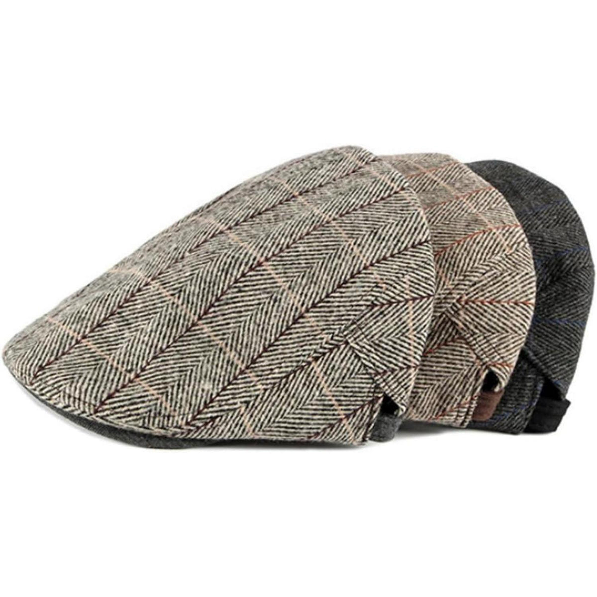 Tweed Schiebermütze Herren Vintage Flatcap Verstellbar