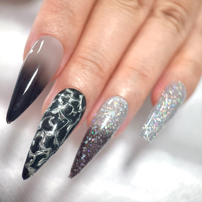 Farbwechsel Gel Nagellack Set Schwarz Weiß Glitzer Thermo