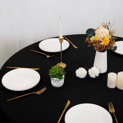 8x Runde Tischdecke Schwarz 229 cm – Polyester, Knitterfrei