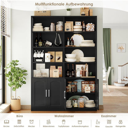 Bücherregal mit Türen & Fächern – Hochschrank 185,5 cm Schwarz