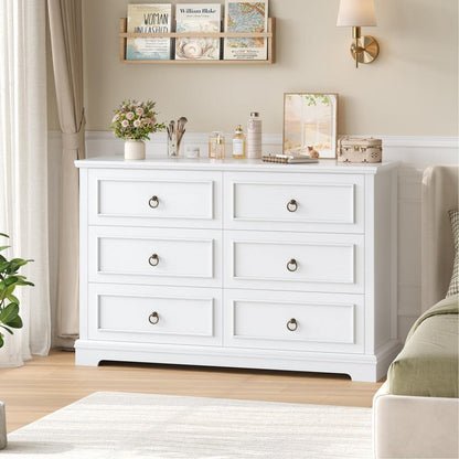 Kommode 6 Schubladen Weiß | 120cm Schubladenschrank für Schlafzimmer