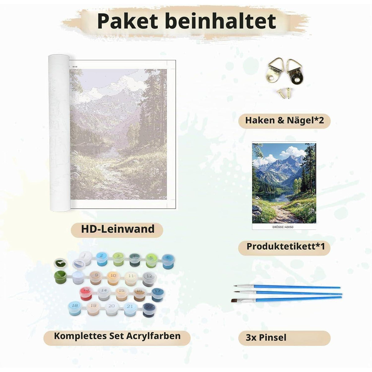 Malen nach Zahlen Erwachsene Berge Landschaft DIY Set 40x50cm
