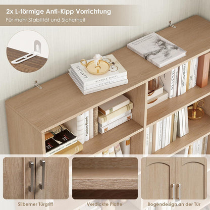 Bücherregal mit Türen & Fächern | Eiche | 185,5 cm hoch