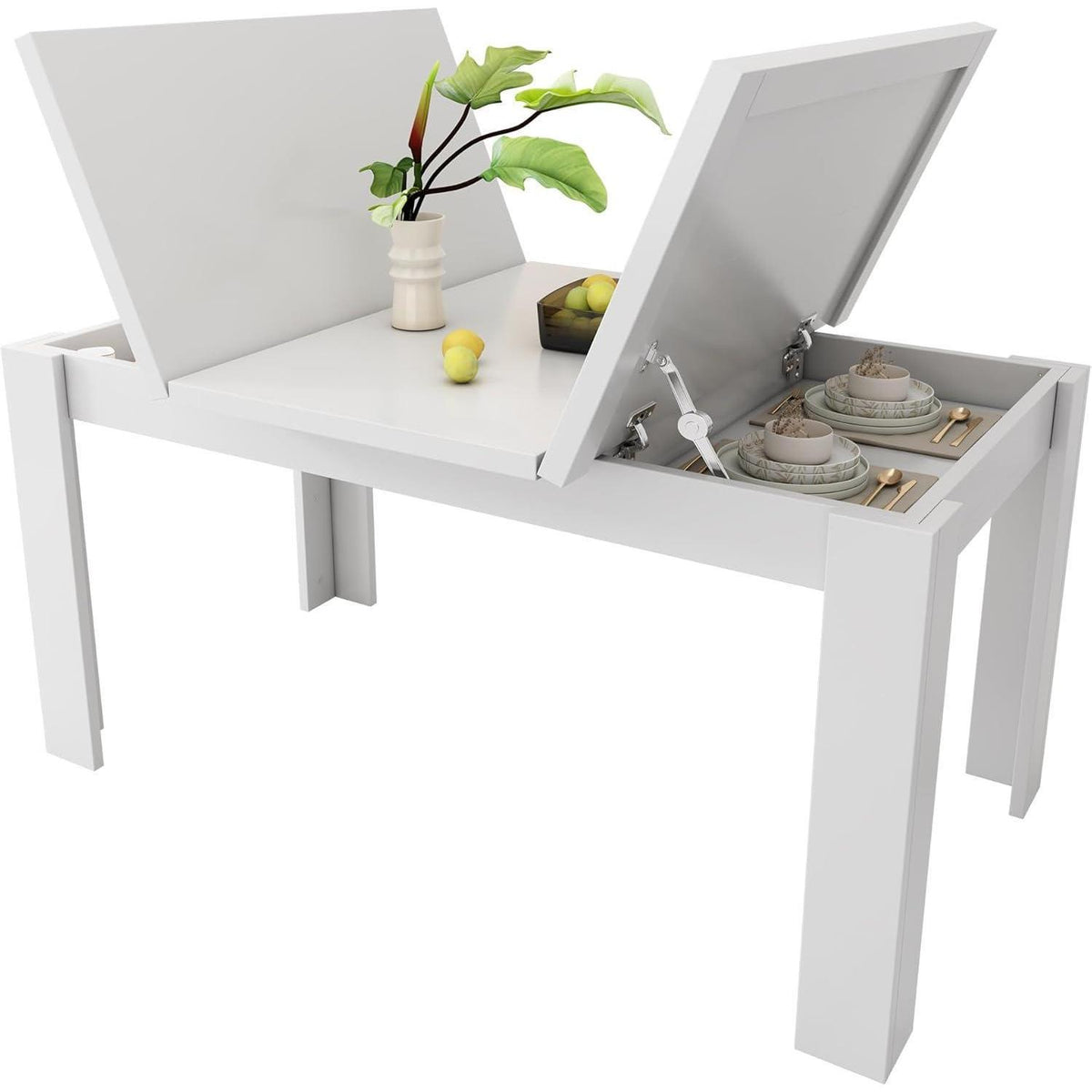 Esstisch weiß 120x70cm mit Stauraum – Multifunktional & Platzsparend