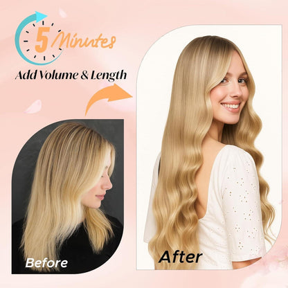 Echthaar Clip-Ins Hellbraun 45cm - Remy Haarverlängerung