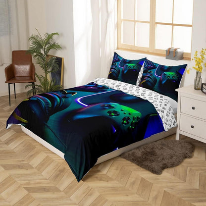 Gamer Kinder Bettwäsche Set 135x200 Schwarz Grün Gaming