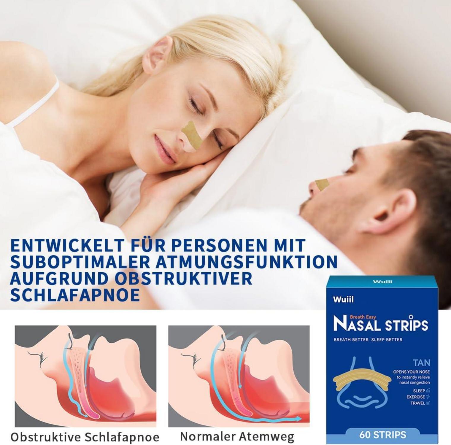 60x Nasenpflaster Anti-Schnarch Strips Nasal Strips Schnarchen