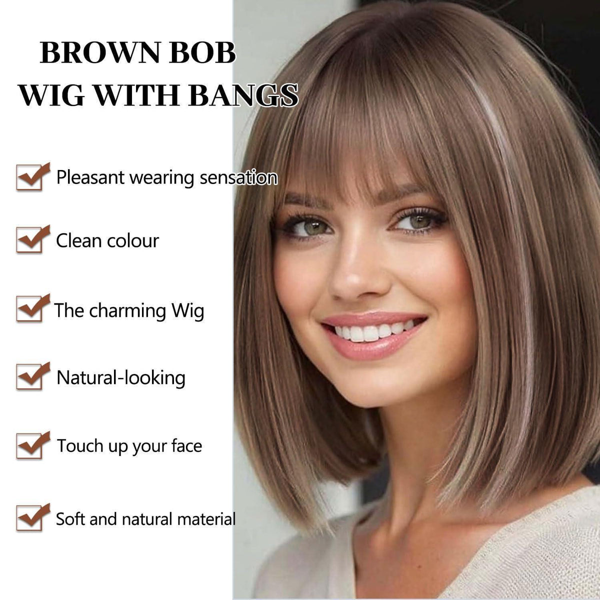Ombre Blond Bob Perücke mit Pony – Schulterlang & Natürlich