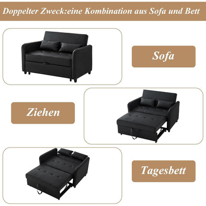 Klappsofa mit Bettkasten & Verstellbarer Rückenlehne Schwarz