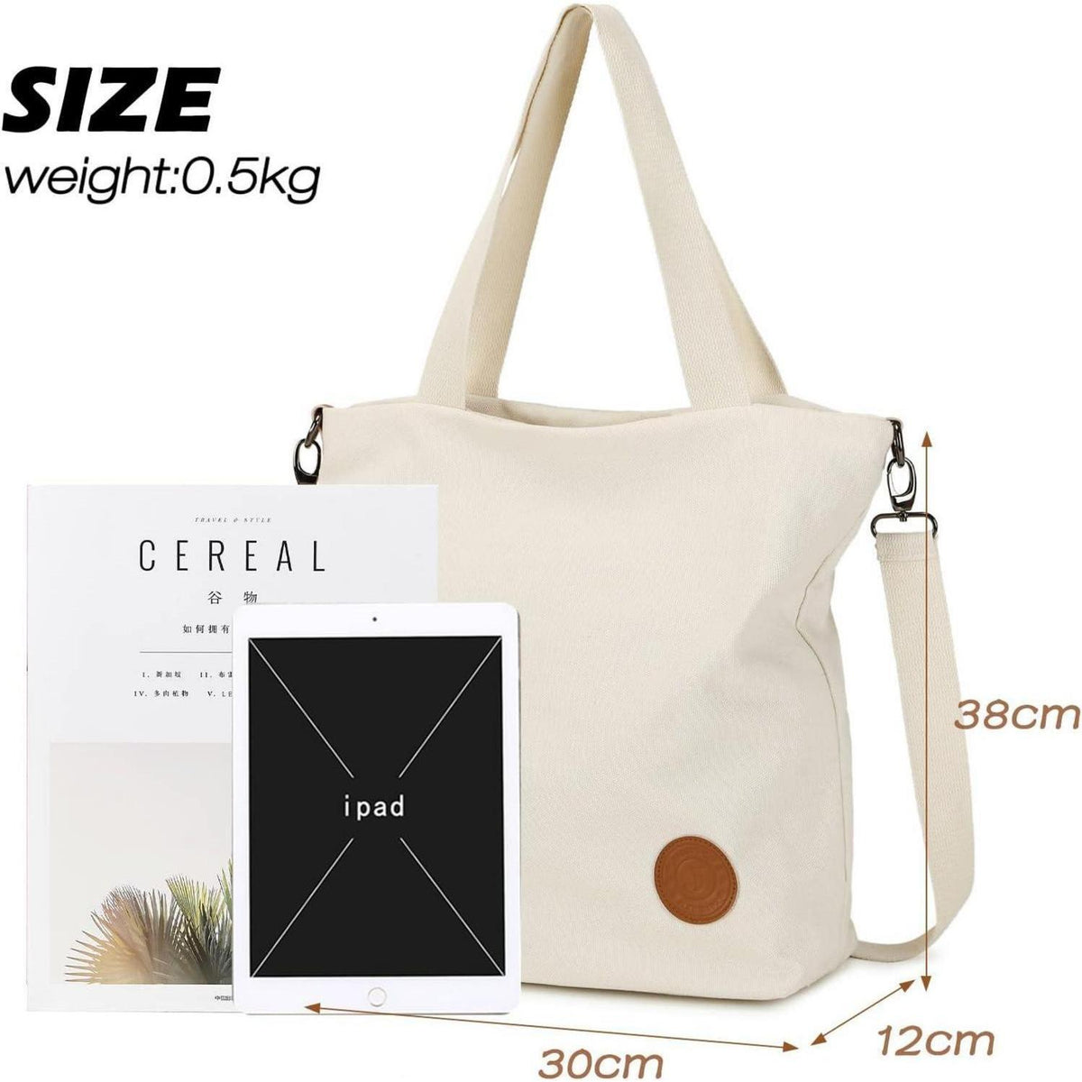 Damen Canvas Handtasche mit Leopard Muster, Groß & Multifunktional