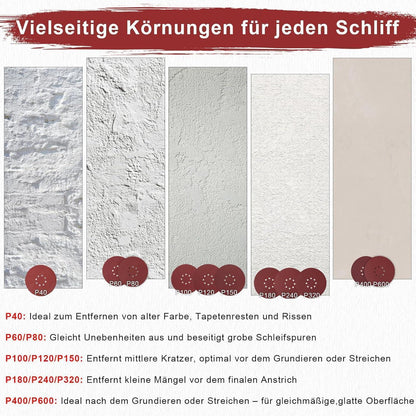 Schleifpapier 225mm Klett 8 Loch Körnung 40 (30 Stück)