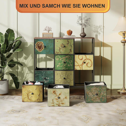 Retro Kommode mit 9 Schubladen & Metallrahmen