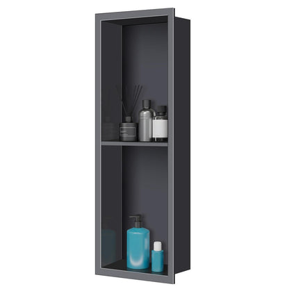 Edelstahl Duschnische Schwarz 20x60x10cm – Wandnische für Badezimmer