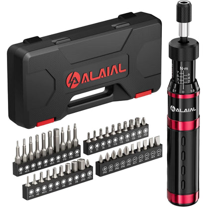 Drehmomentschraubendreher Set 1-7 Nm, 41-teilig, 1/4 Zoll, Rot
