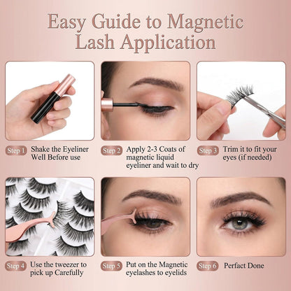 Magnetische Wimpern Set mit Eyeliner & Pinzette – 10 Paar 3D Lashes
