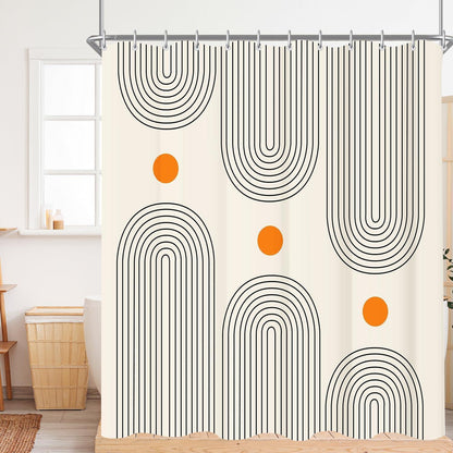 Duschvorhang Geometrische Kurve 180x160cm mit Haken