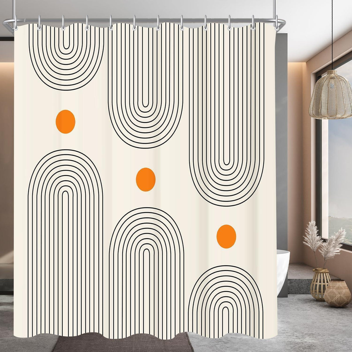 Duschvorhang Geometrische Kurve 180x160cm mit Haken