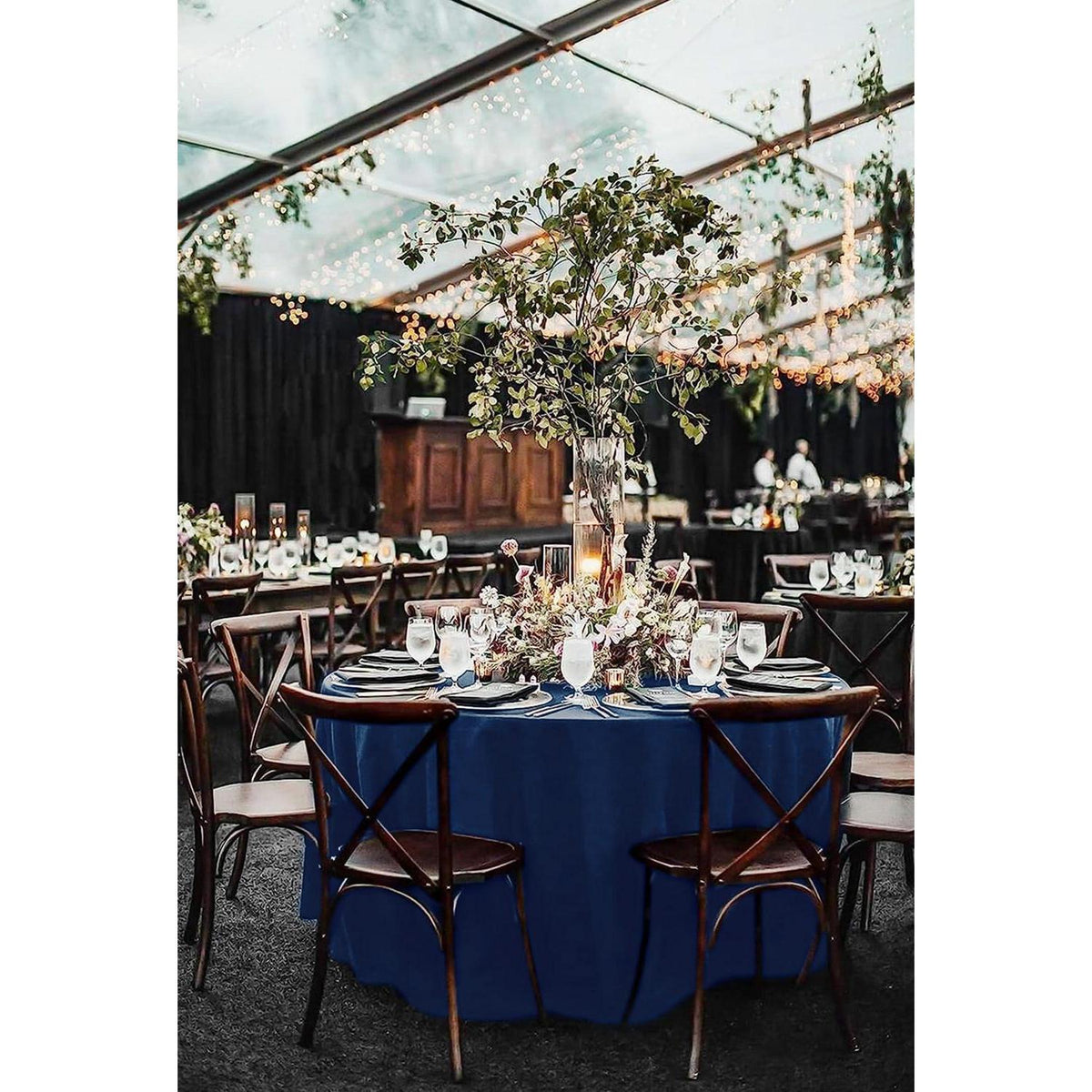 10er-Pack Navy Blau Runde Tischdecke 90 Zoll – Fleckenfest & Elegant
