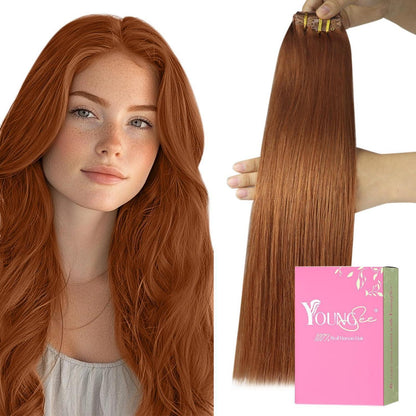 Clip-in Echthaarverlängerung 40cm Rotbraun – Salon Qualität