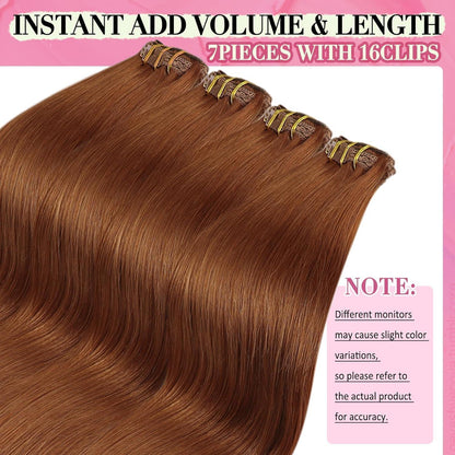 Clip-in Echthaarverlängerung 40cm Rotbraun – Salon Qualität