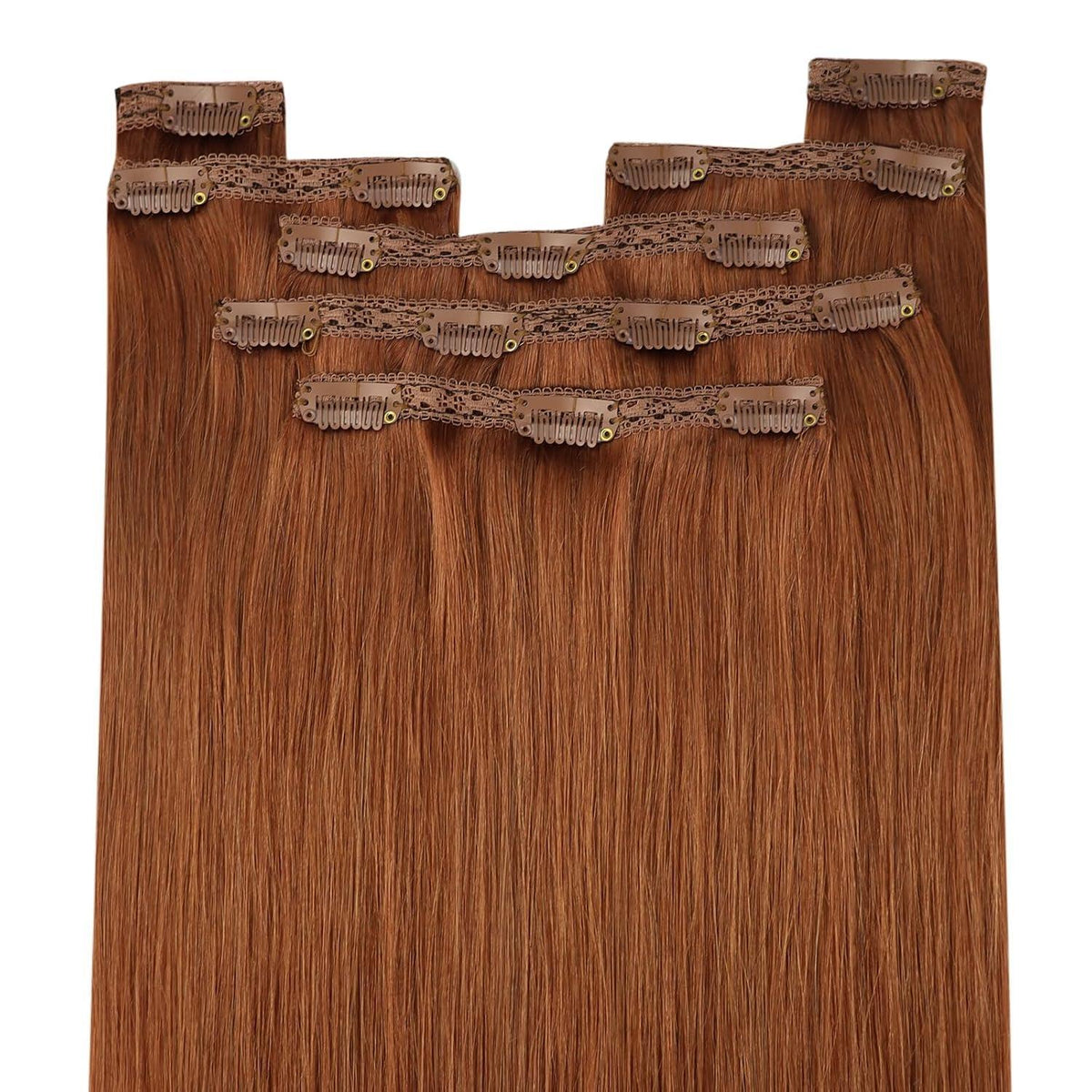 Clip-in Echthaarverlängerung 40cm Rotbraun – Salon Qualität