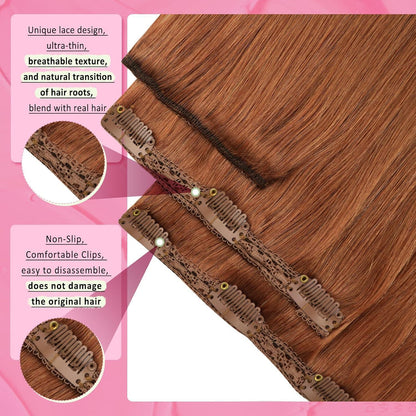 Clip-in Echthaarverlängerung 55cm – Kupferfarben, 120g