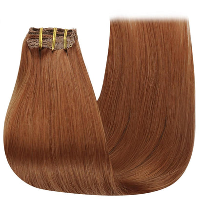 Clip-in Echthaarverlängerung 55cm – Kupferfarben, 120g