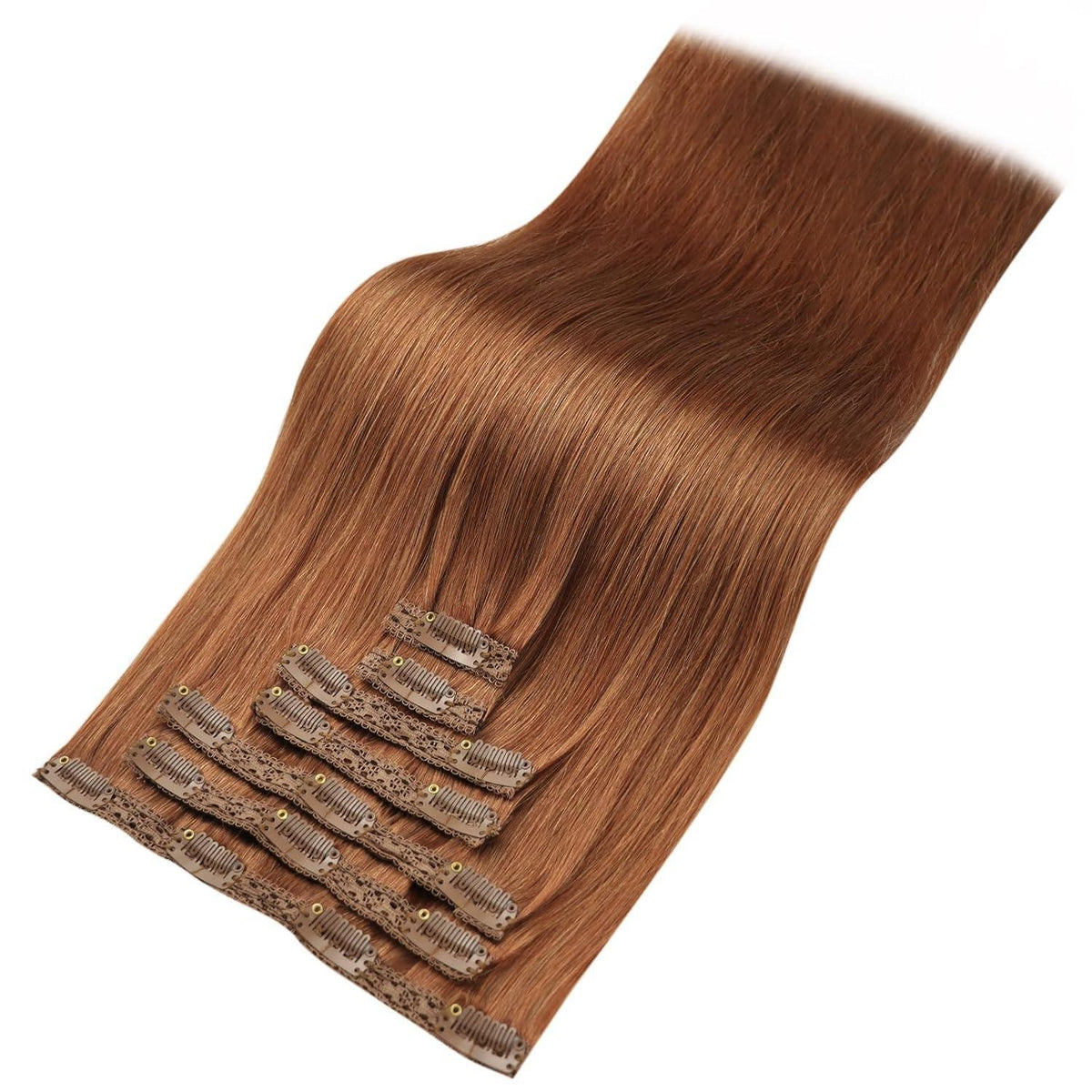 Clip-in Echthaarverlängerung 55cm – Kupferfarben, 120g
