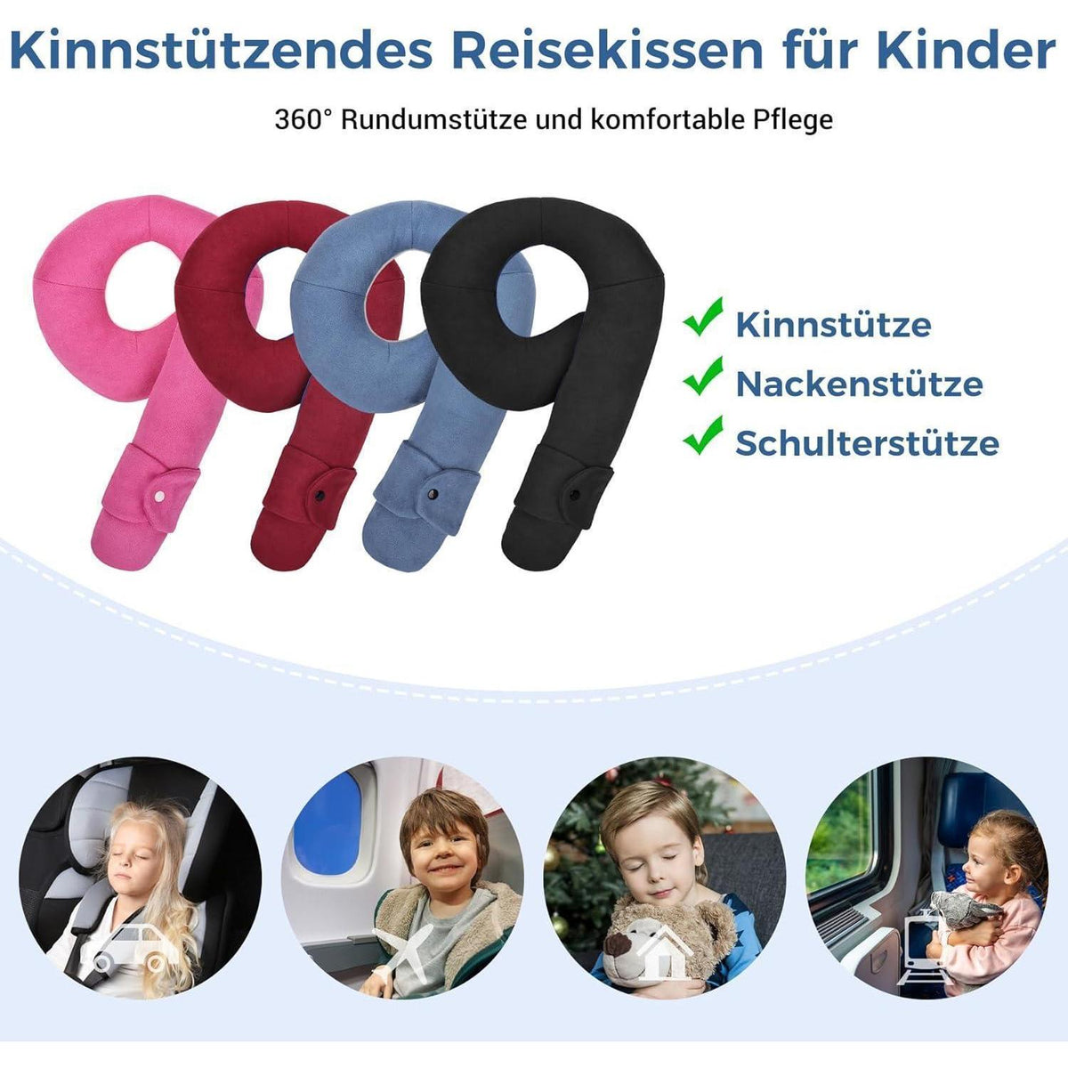 Kinder Reisekissen Nackenkissen für Zug Flugzeug Auto