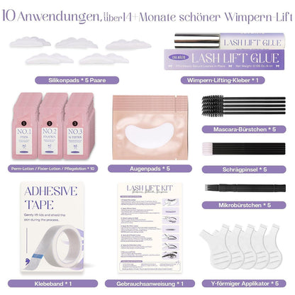 Wimpernlifting Set für dauerhafte, geschwungene Wimpern