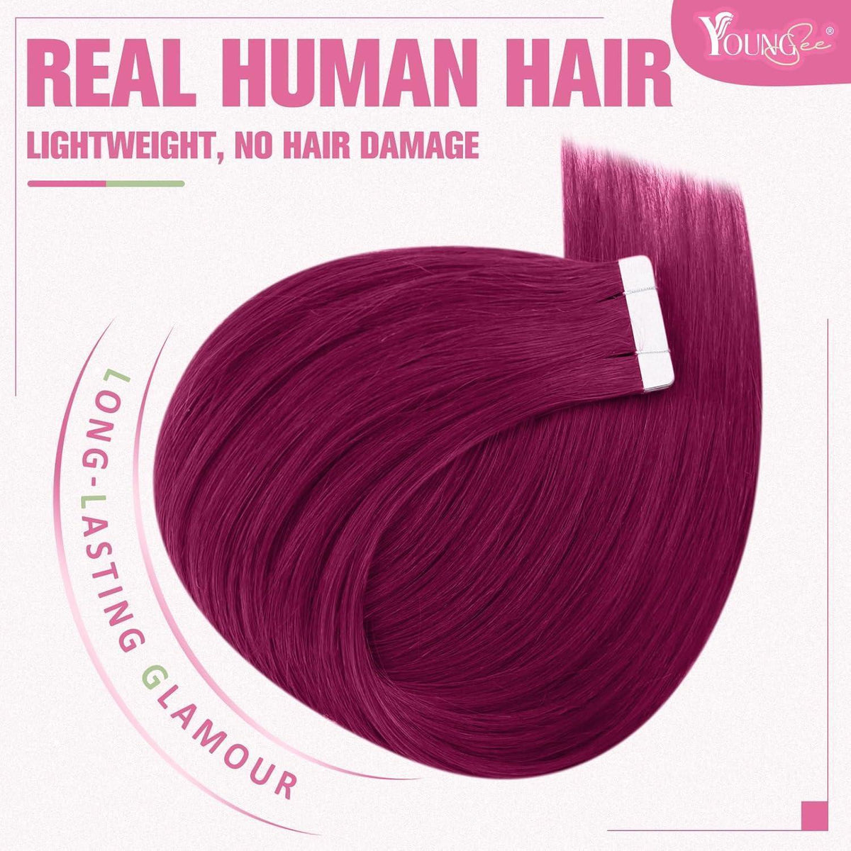 Burgundy Tape Extensions Echthaar 60cm - Remy Haarextension