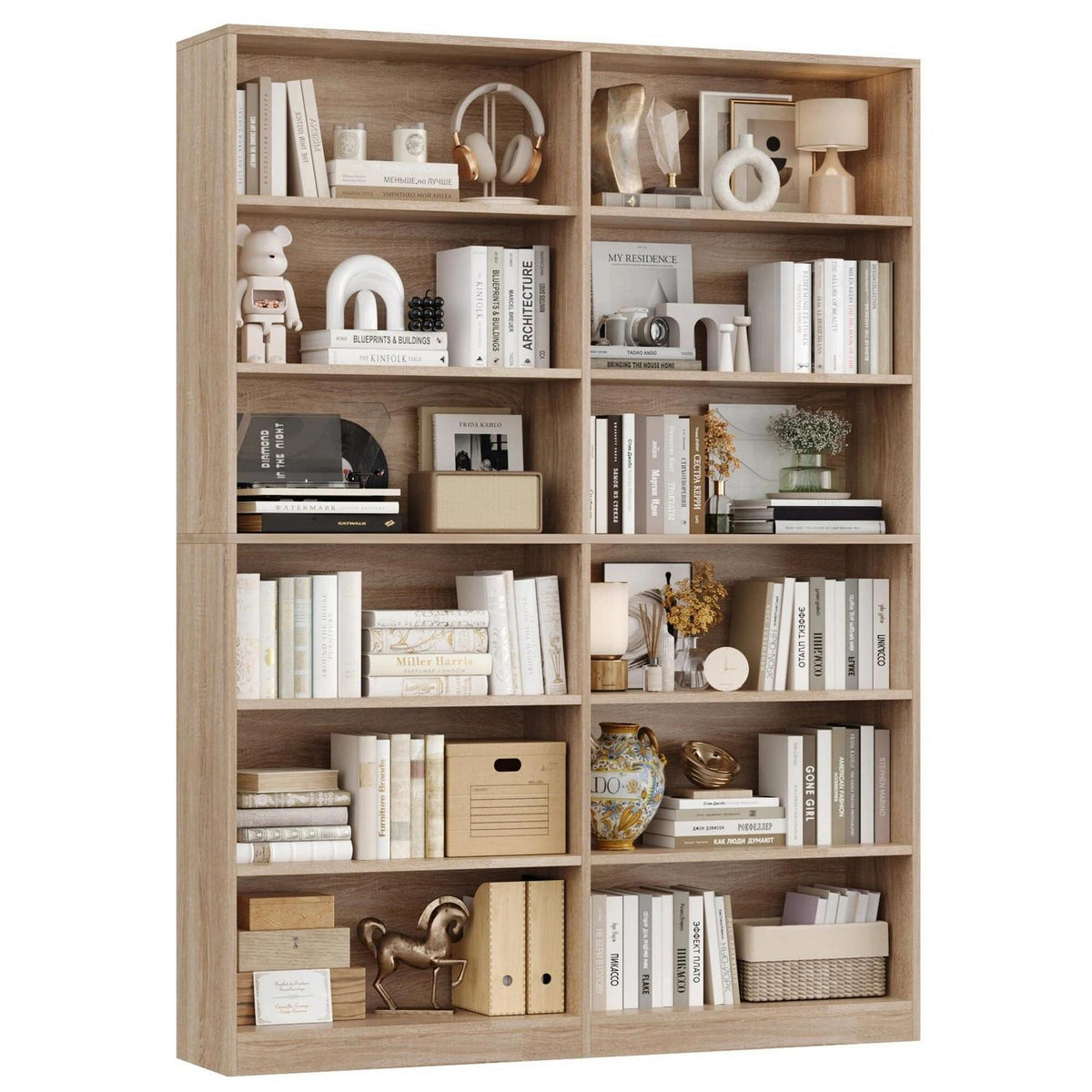 Bücherregal 12 Fächer Eiche – Standregal für Wohnzimmer & Büro