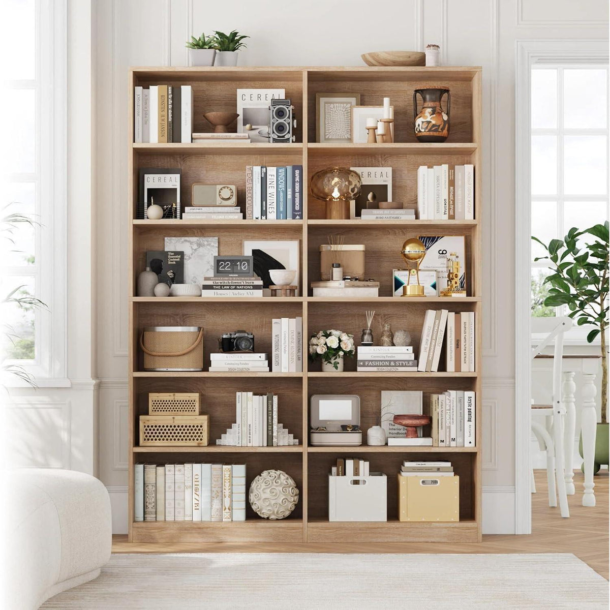 Bücherregal 12 Fächer Eiche – Standregal für Wohnzimmer & Büro
