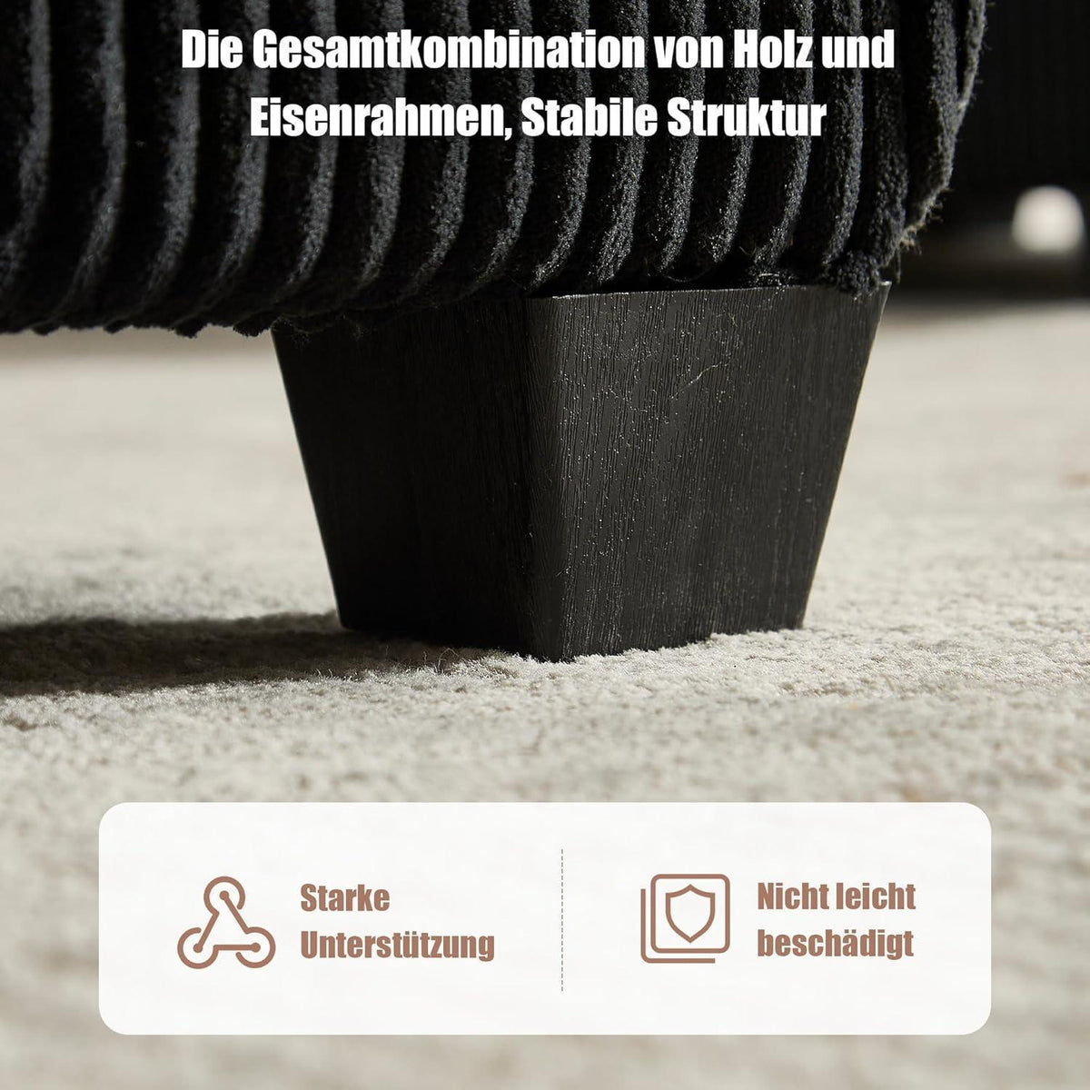 Flexibles 6-Sitzer Sofa Schwarz, Cordstoff, U-/L-Form & Schlafsofa