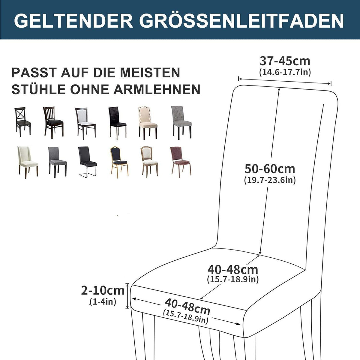 Stretch Stuhlhussen 6er Set – Pfauenblau | Elastisch & Abnehmbar