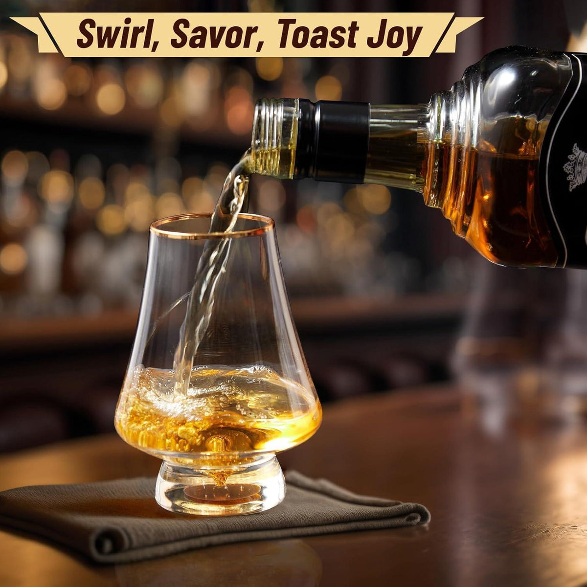 Kristall Whisky Gläser 6er Set mit 24K Goldflocken