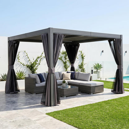 3x3m Lamellenpergola mit Entwässerung & Moskitonetz